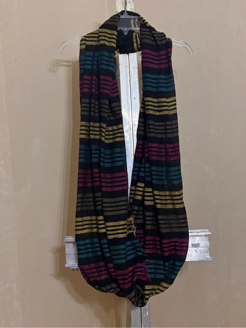Target Multicolor Striped Scarf - Black, Teal, Magenta & Yellow